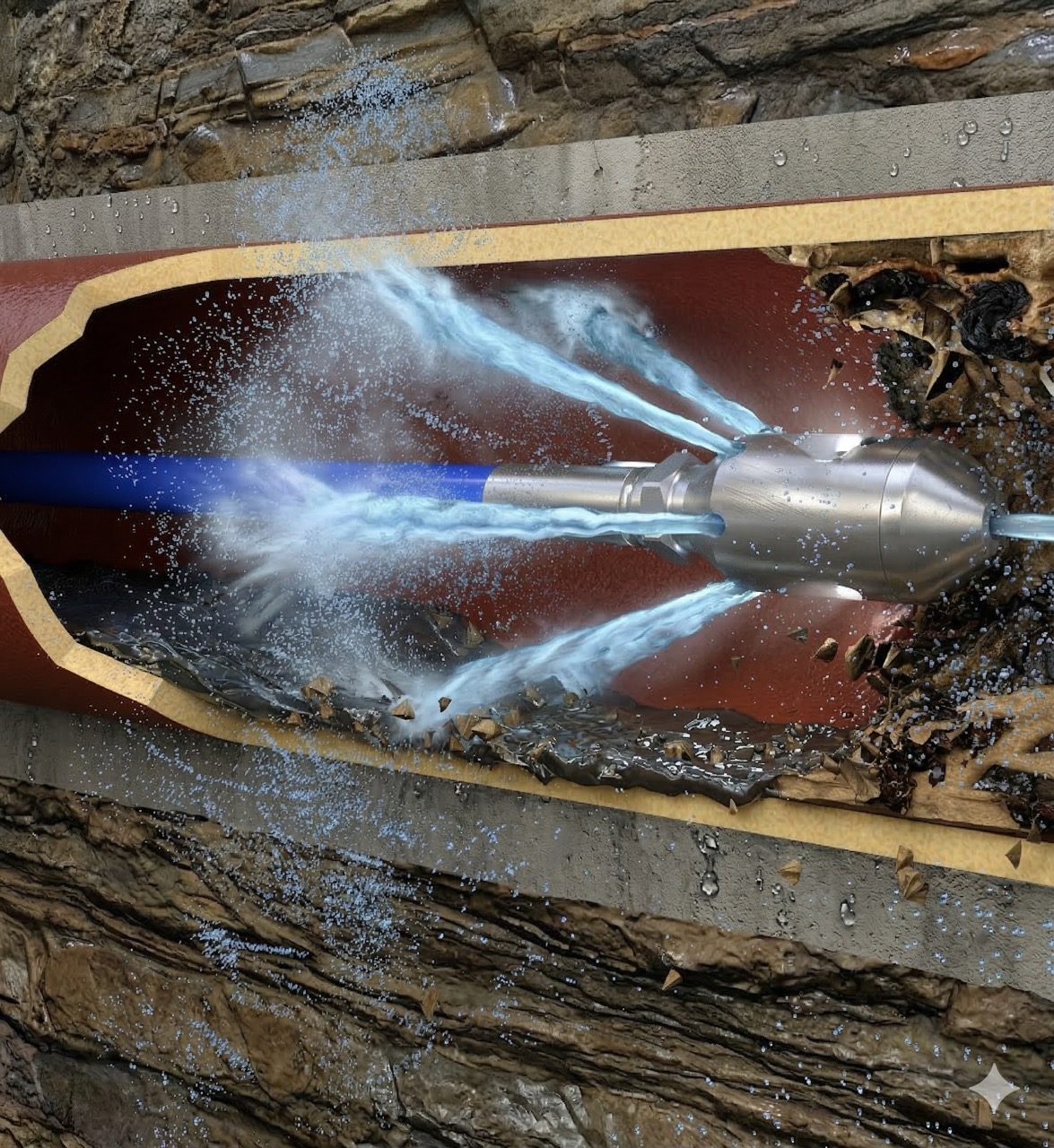 Hochdruckspülung bei starken Ablagerungen