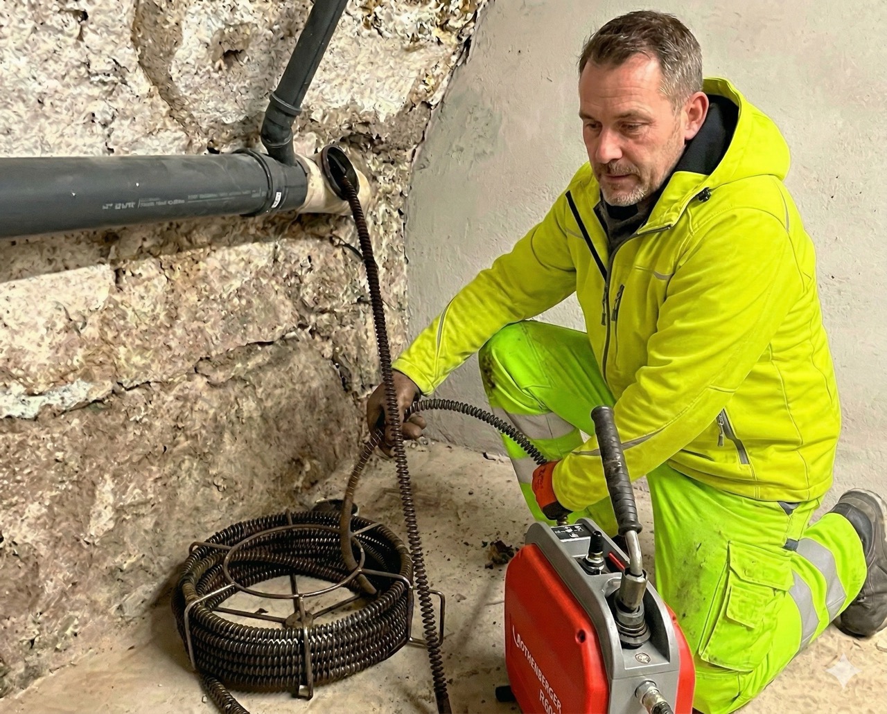 Mechanische Rohrreinigung mit Spirale