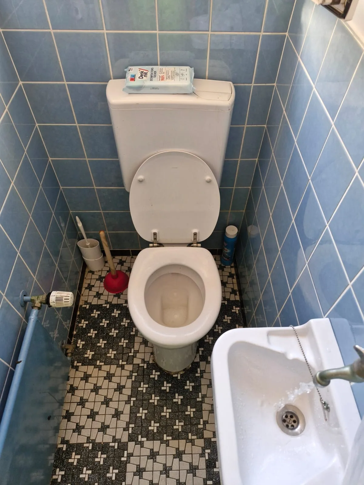 Toilette nach der Rohrreinigung — frei und sauber