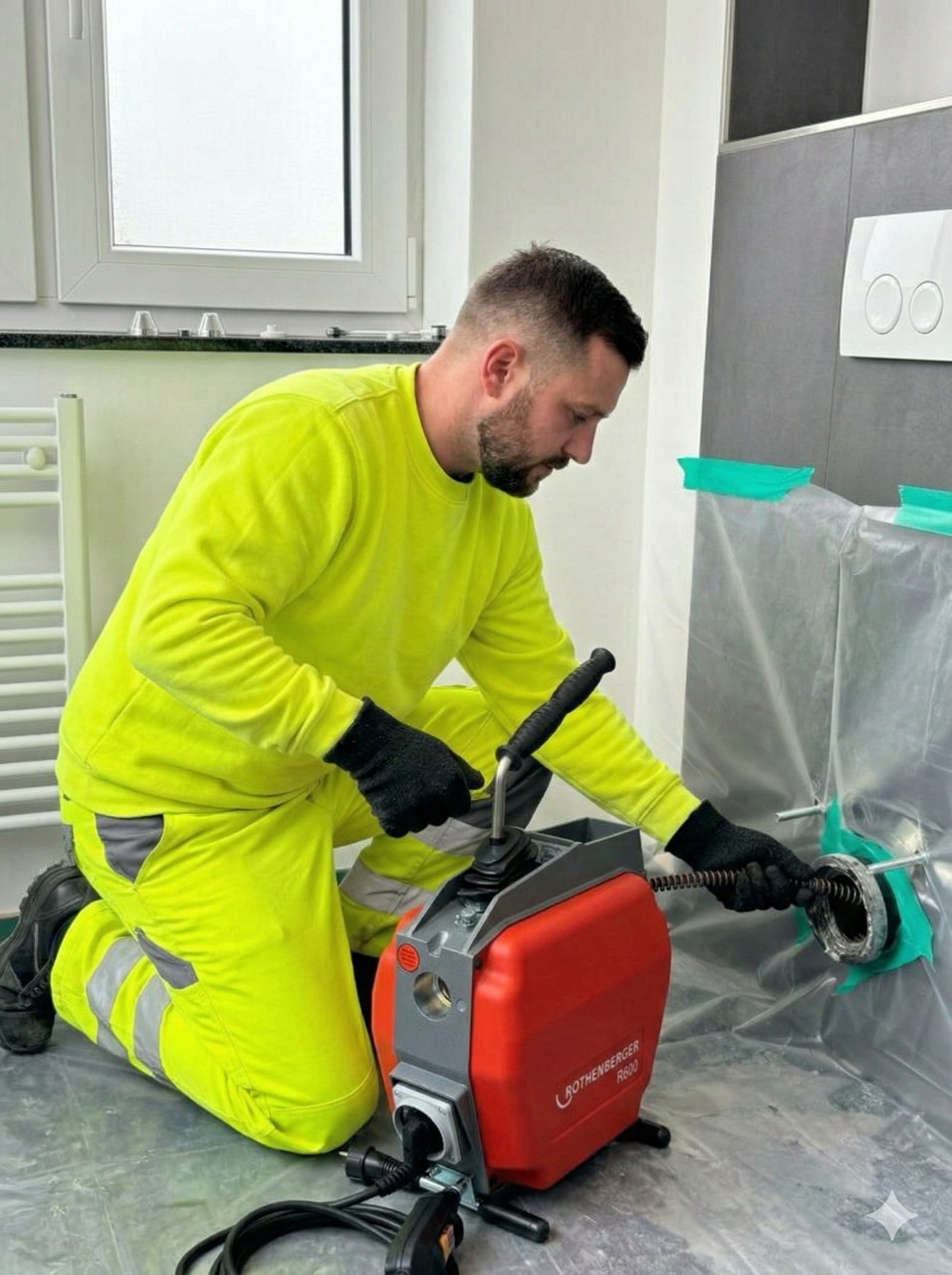 Hochdruckspülung einer Leitung